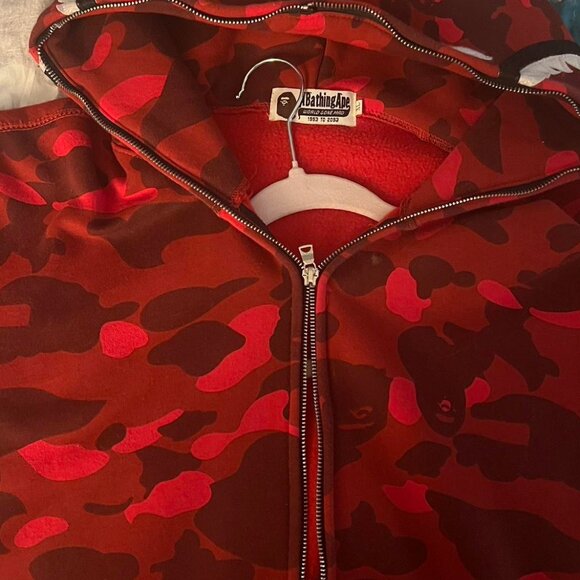 Bape Red Camo Zip Up Hoodie - Picture 2 of 2